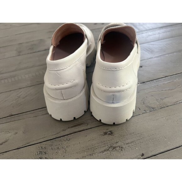 Steve Madden Lawrence White Bone Leather Chunky Platform Loafers Size 6 - Picture 4 of 9